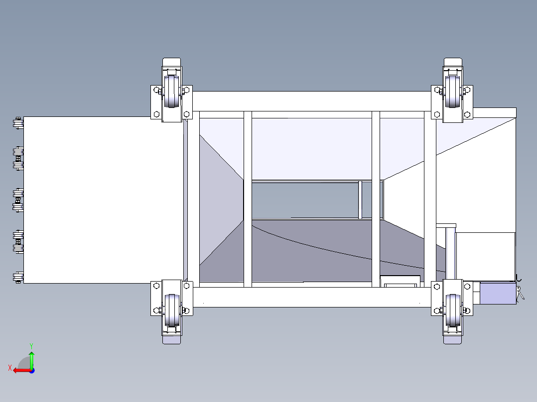 工业食品输送机结构3D图纸 CATIA设计后视图