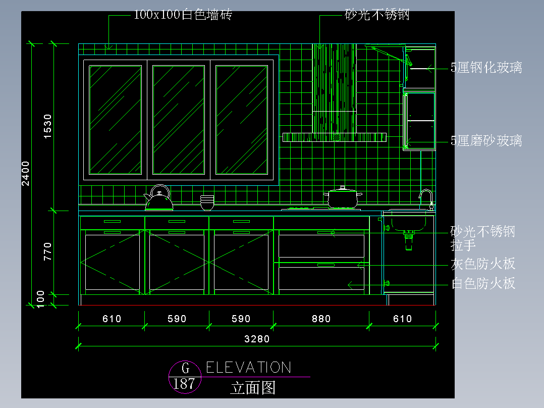 厨房立剖面图-FH05D104