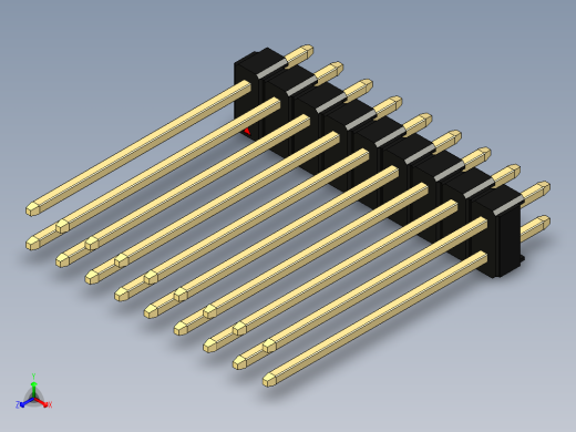 彩色公头100mil（2.54mm）系列-DS1021_black_2x09p_100mil_Type19_rev1.0正等轴测缩略图