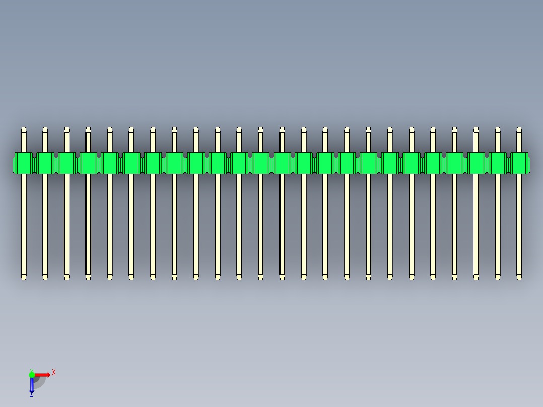 彩色公头100mil（2.54mm）系列-DS1021_green_2x24p_100mil_Type5_rev1.0俯视图