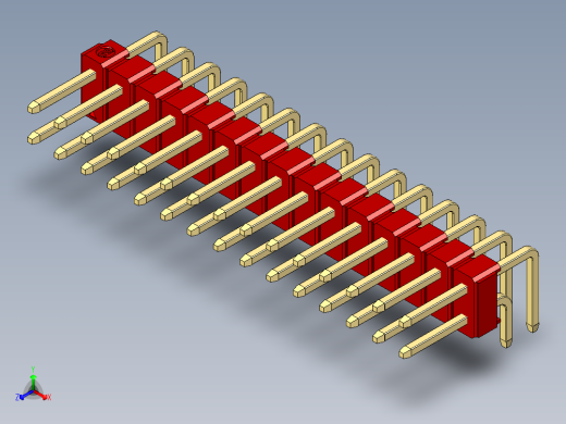 彩色公排针 100mil 2.54mm 系列-DS1022_red_2x15p_100mil_TypeD_rev1.0