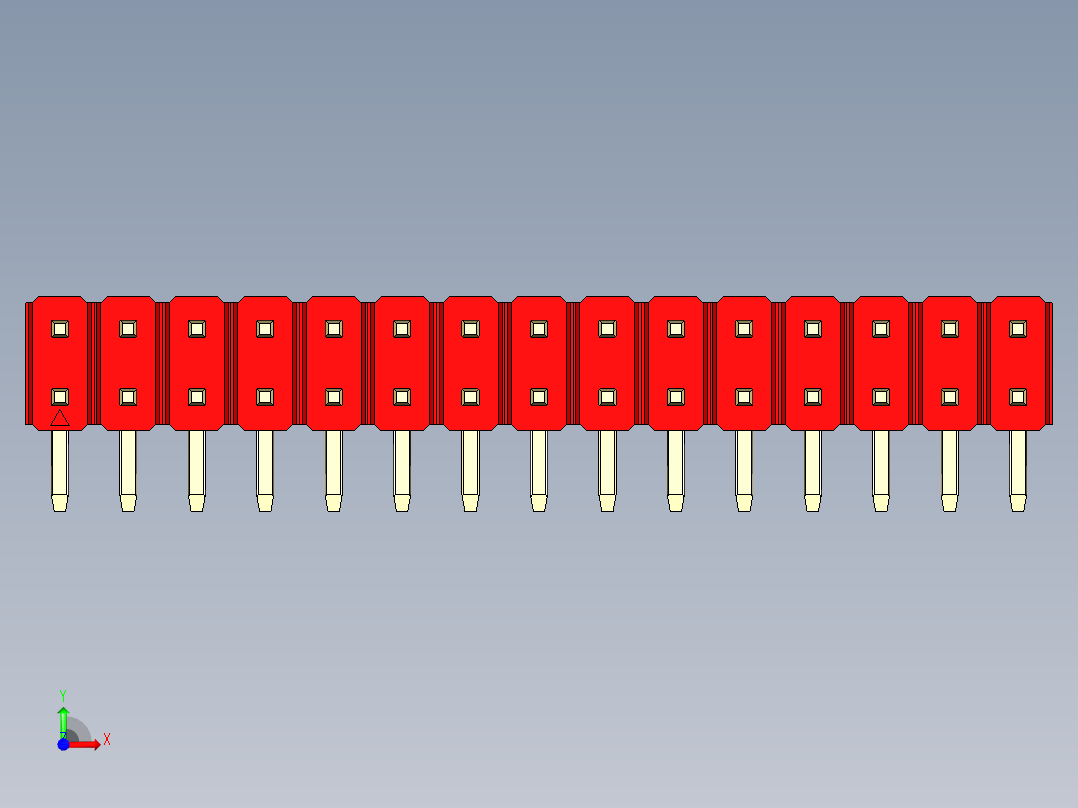 彩色公排针 100mil 2.54mm 系列-DS1022_red_2x15p_100mil_TypeD_rev1.0前视图