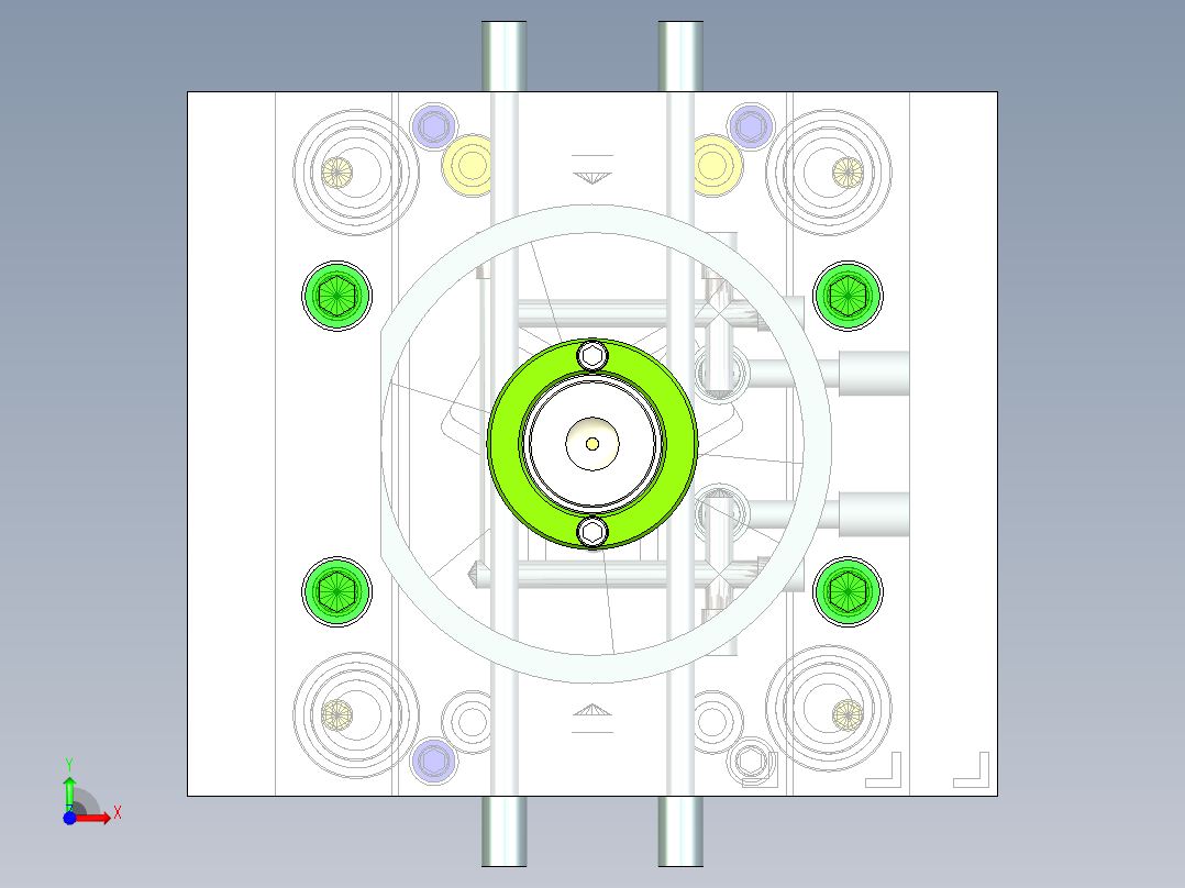扣锁式圆盖注塑模（斜顶机构）50前视图