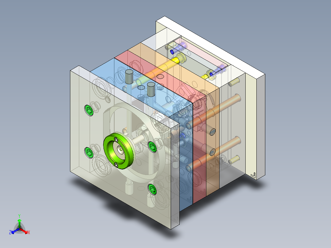 扣锁式圆盖注塑模（斜顶机构）50正等轴测图
