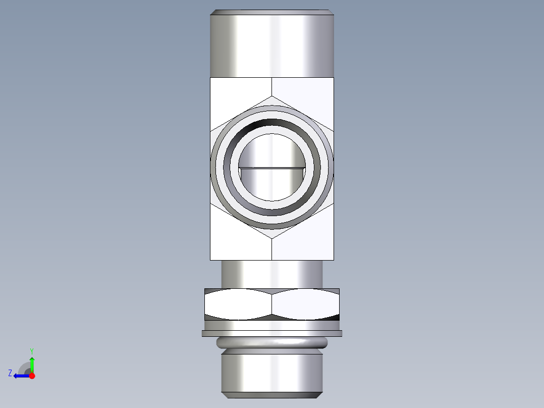 卡套式工业通用硬管接头EO_Adjustable_locknut_run_tee_LEE15LMOROMDCF右视图