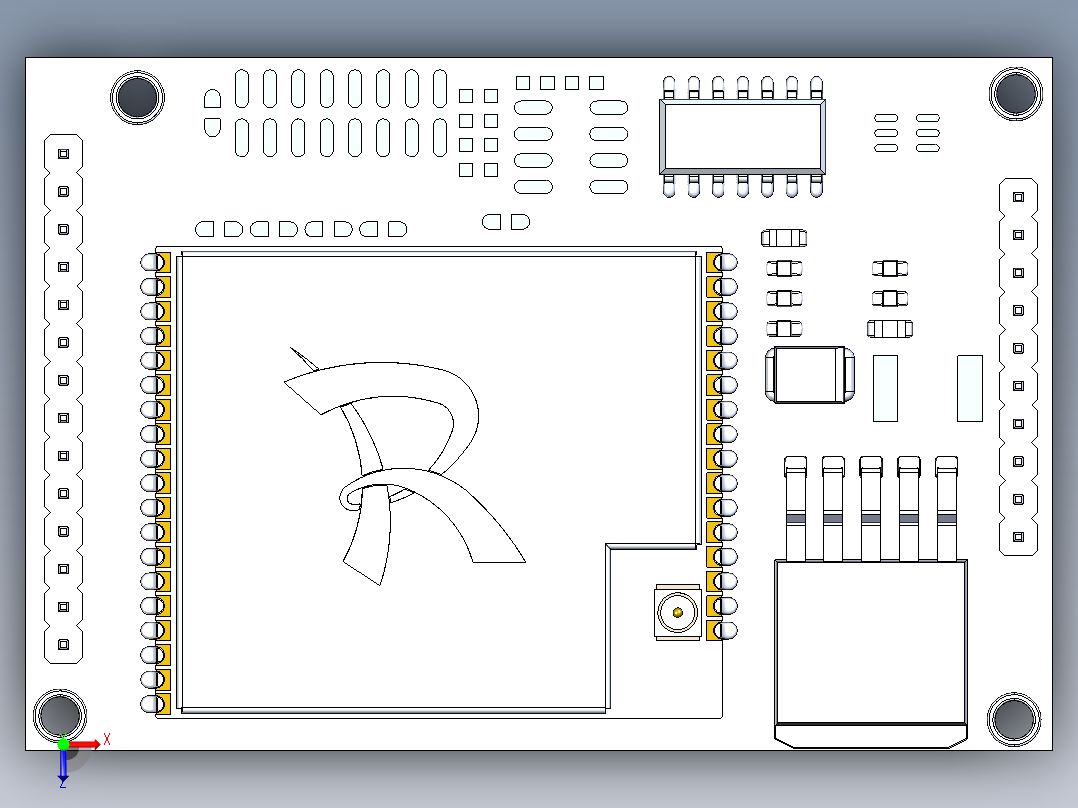 电子印刷电路板俯视图
