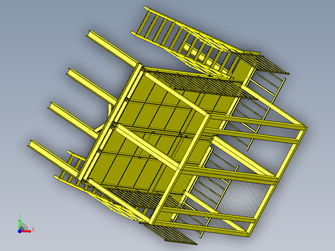 二层钢结构维修简易平台设计前视图