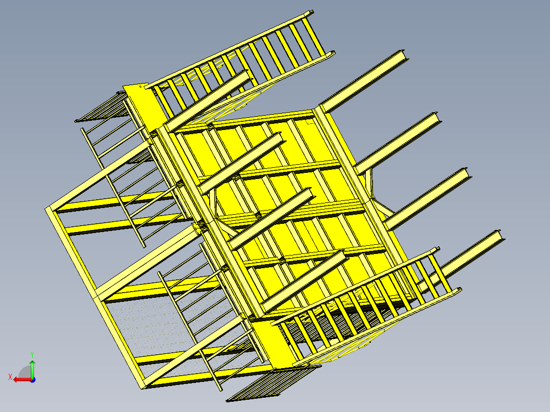 二层钢结构维修简易平台设计后视图