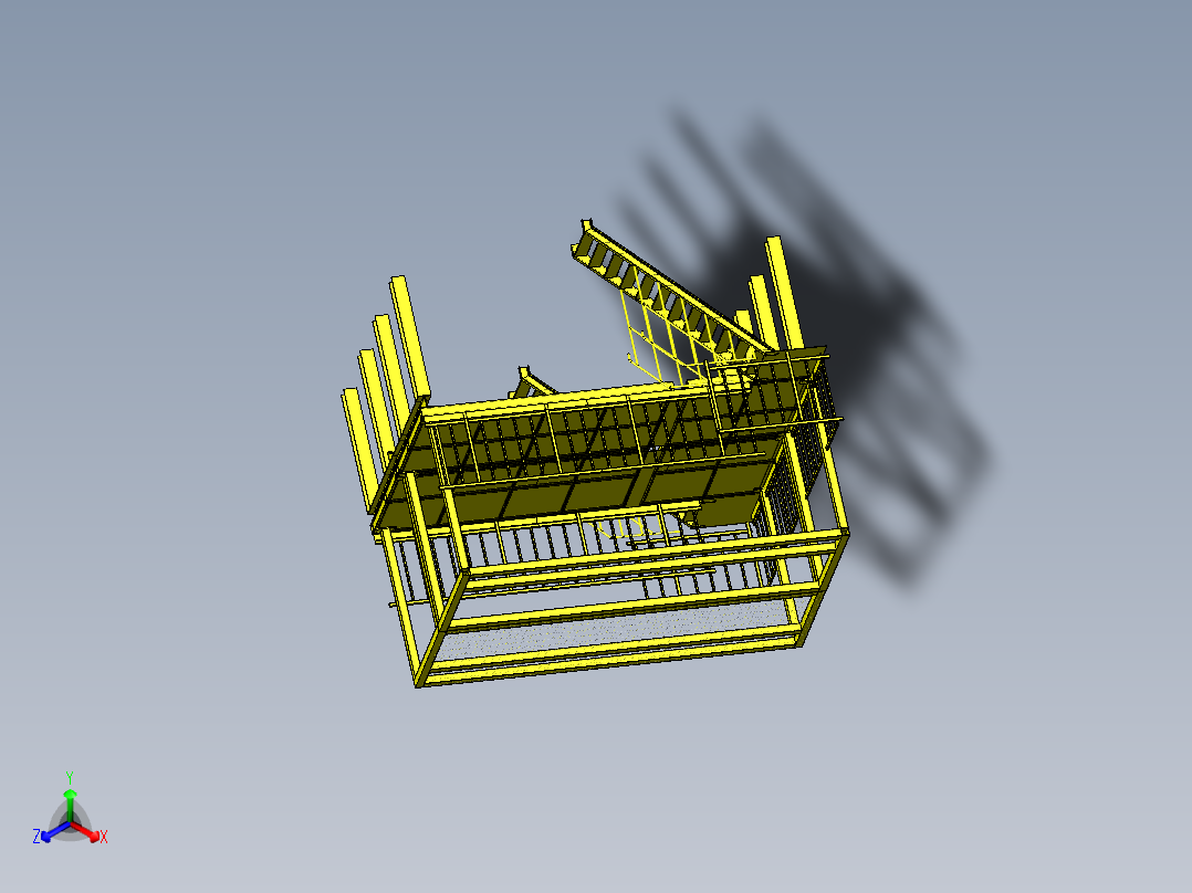 二层钢结构维修简易平台设计正等轴测图
