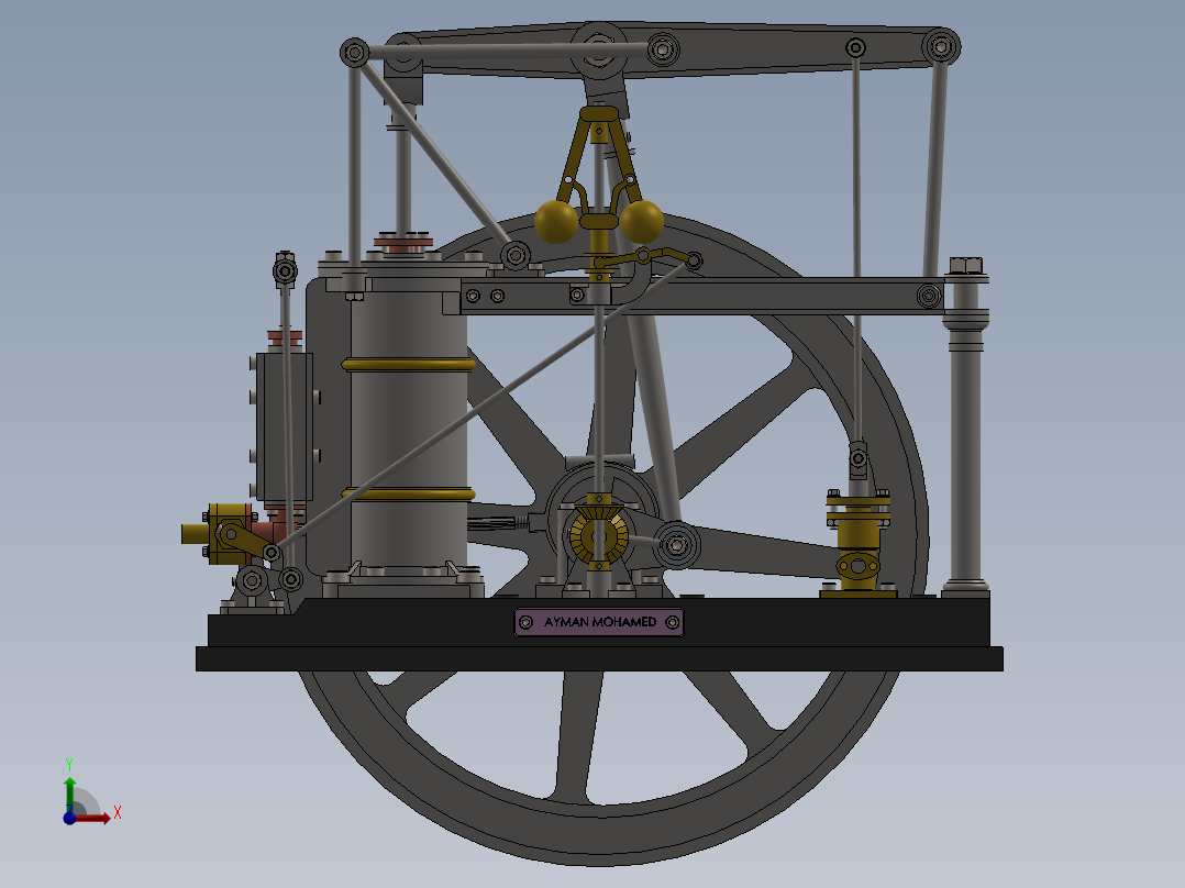 蒸汽机one-piston-cylinder-steam-engine-模型格式为 sw前视图