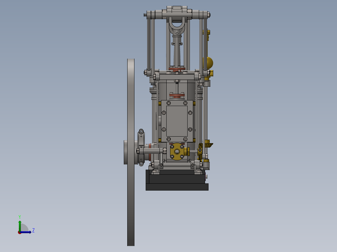 蒸汽机one-piston-cylinder-steam-engine-模型格式为 sw左视图