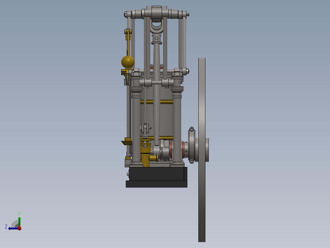 蒸汽机one-piston-cylinder-steam-engine-模型格式为 sw右视图