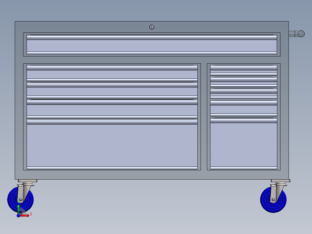 52 英寸宽 x 24.5 英寸深标准型 10 抽屉移动工作台husky-52-w-x-24--stp sw前视图