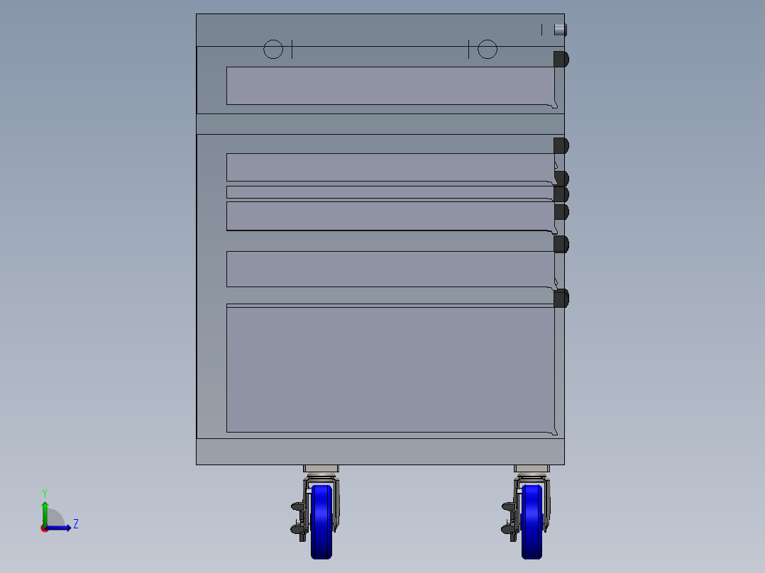 52 英寸宽 x 24.5 英寸深标准型 10 抽屉移动工作台husky-52-w-x-24--stp sw左视图