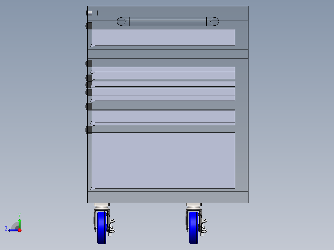 52 英寸宽 x 24.5 英寸深标准型 10 抽屉移动工作台husky-52-w-x-24--stp sw右视图