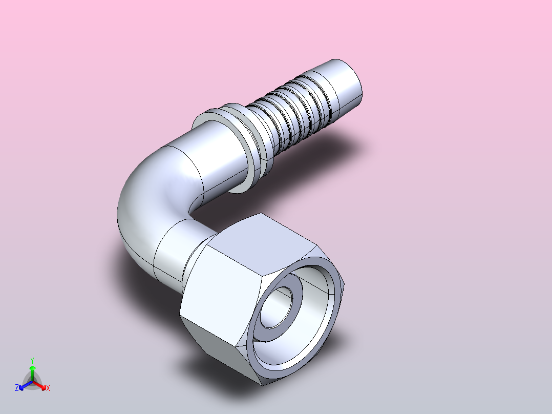 20191-T 90°公制内螺纹球面扣压式软管接头[20191-24-08T]正等轴测图