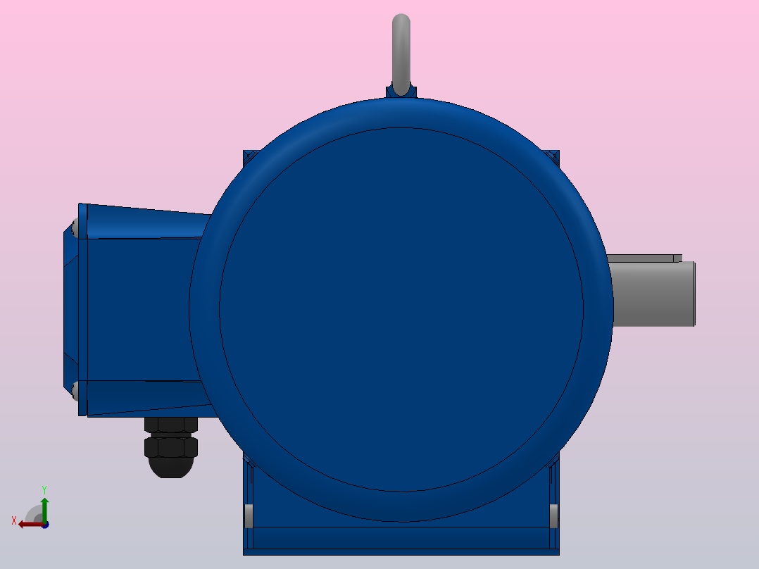 K47底脚轴伸式安装螺旋锥齿轮减速机K47-Y1.5-4P-39.61-M1-0°-A后视图