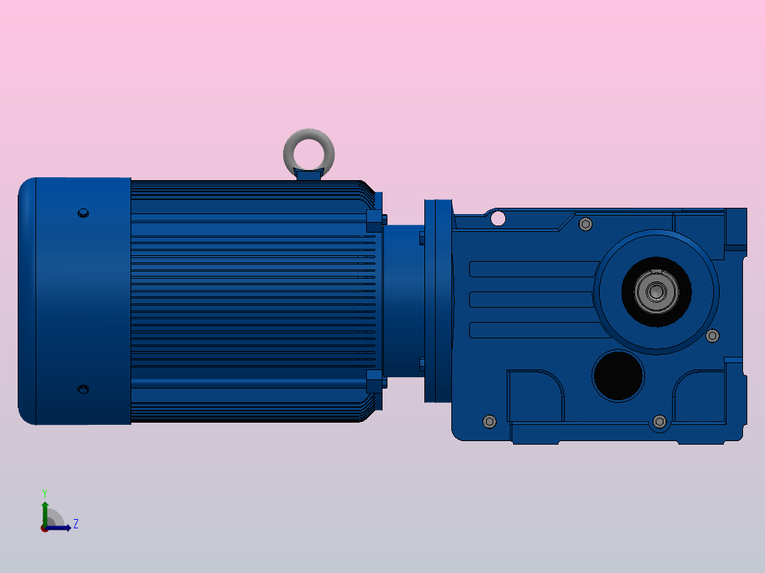 K47底脚轴伸式安装螺旋锥齿轮减速机K47-Y1.5-4P-39.61-M1-0°-A左视图