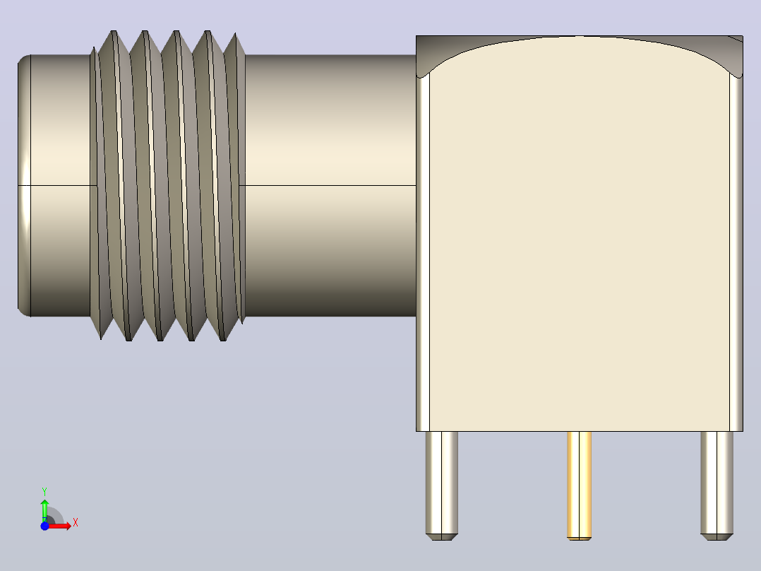 Rosenberger 10 GHz TNC直角PCB同轴连接器前视图