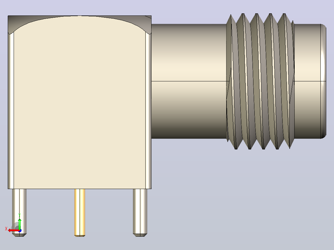 Rosenberger 10 GHz TNC直角PCB同轴连接器后视图