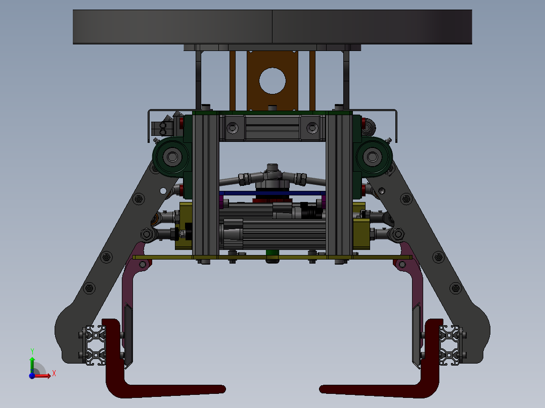 两个25kg煤袋的双抓手sw12前视图