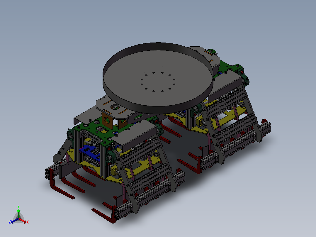 两个25kg煤袋的双抓手sw12正等轴测图