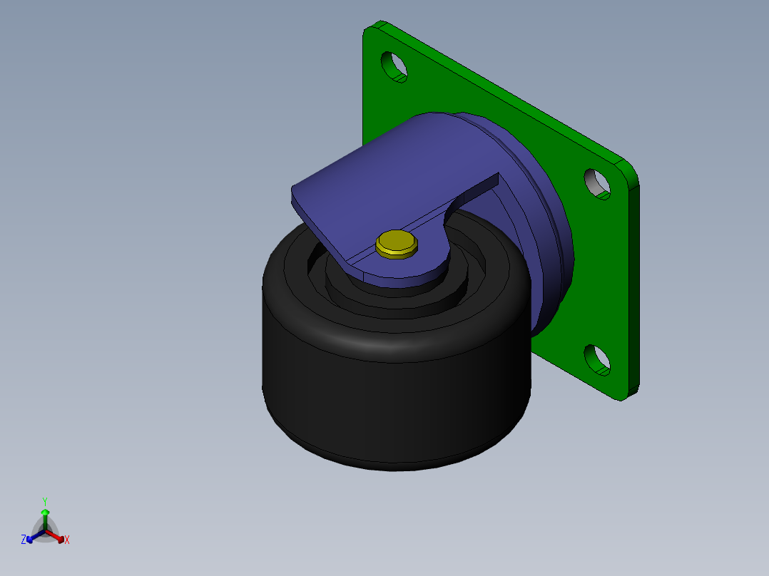 M01-重型脚轮(孔距60X80)正等轴测图