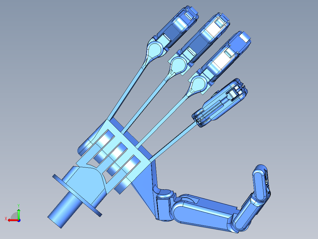 简易仿生手掌结构3D图纸 STEP x_t格式(1)后视图