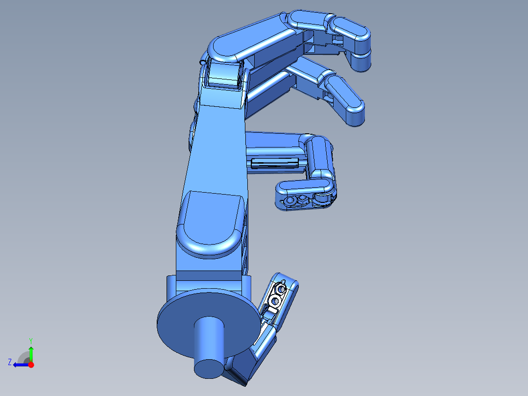 简易仿生手掌结构3D图纸 STEP x_t格式(1)右视图