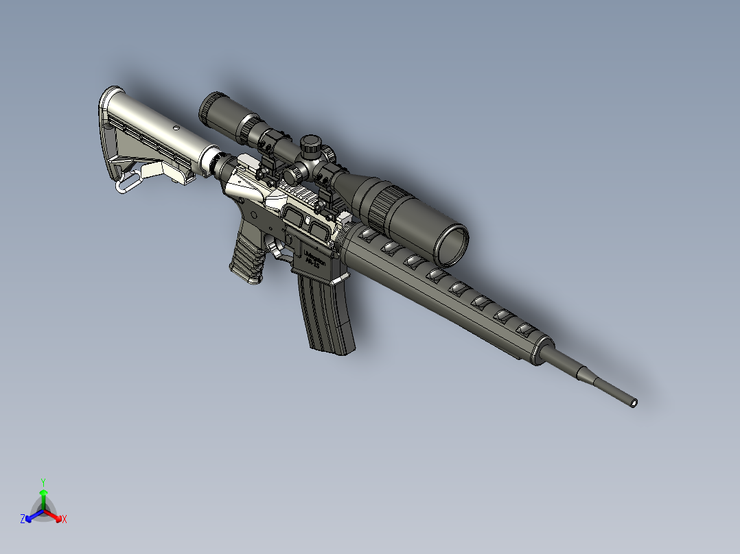 AR15自动步枪正等轴测图