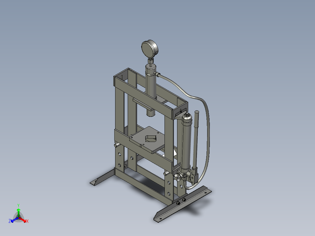 手动液压机10吨正等轴测图