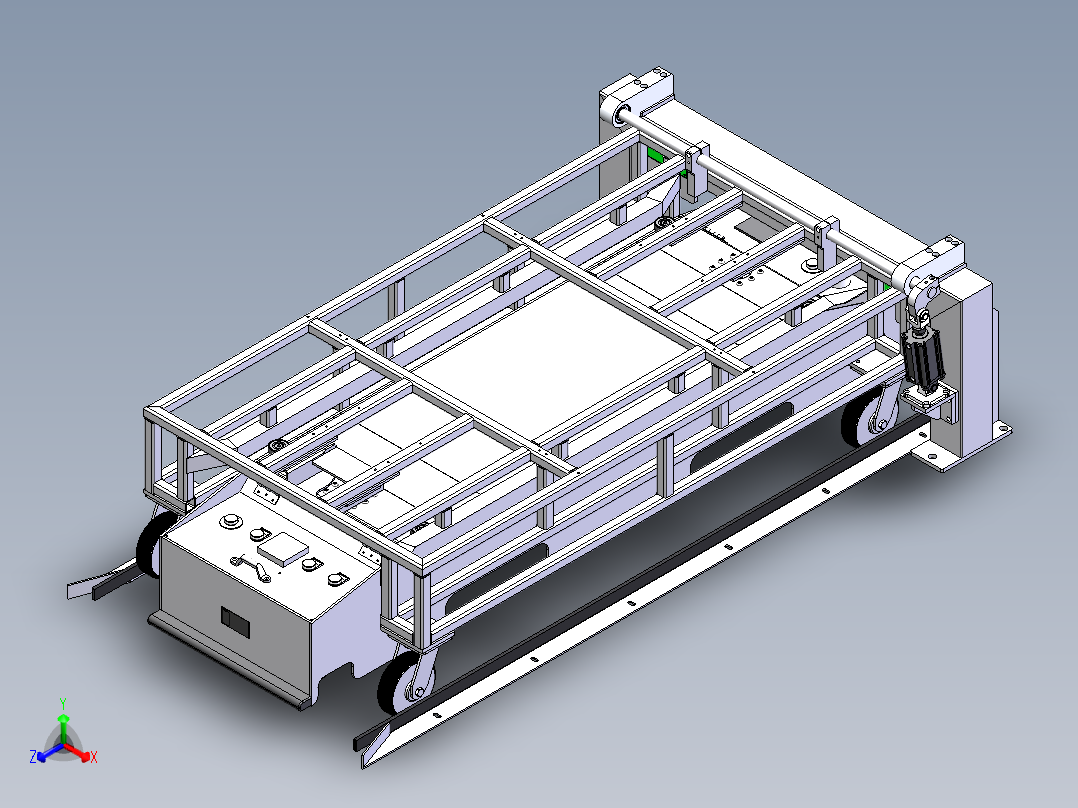 双向料车线边机构正等轴测图