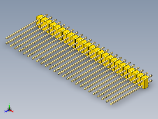 彩色公头100mil（2.54mm）系列-DS1021_yellow_2x25p_100mil_Type19_rev1.0正等轴测缩略图