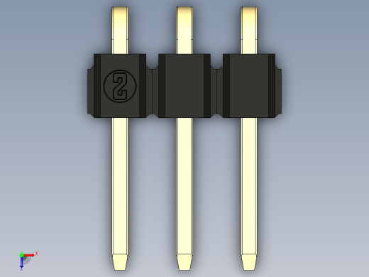 彩色公排针 100mil 2.54mm 系列-DS1022_black_1x03p_100mil_TypeD_rev1.0俯视缩略图