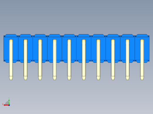彩色公排针 100mil 2.54mm 系列-DS1022_blue_2x10p_100mil_TypeD_rev1.0后视缩略图