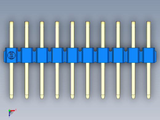 彩色公排针 100mil 2.54mm 系列-DS1022_blue_2x10p_100mil_TypeD_rev1.0俯视缩略图