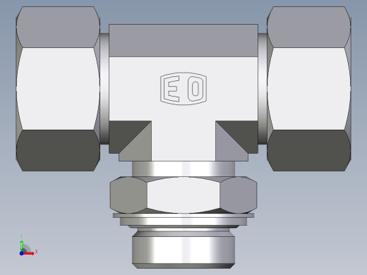 卡套式工业通用硬管接头EO_Adjustable_locknut_branch_tee_TEE25SRCF前视缩略图
