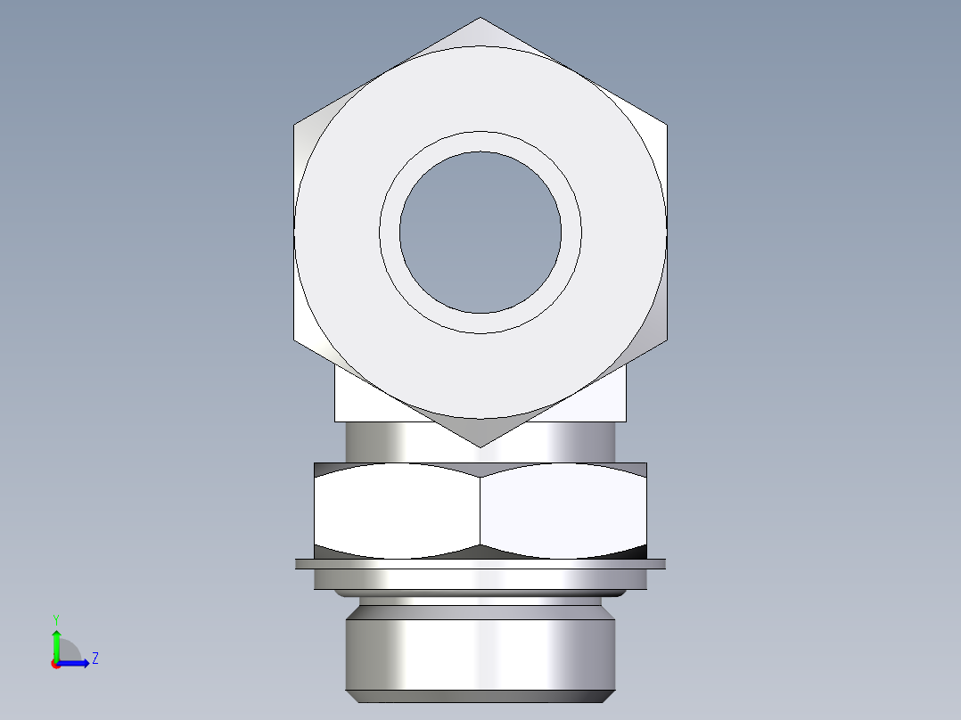 卡套式工业通用硬管接头EO_Adjustable_locknut_branch_tee_TEE25SRCF左视图