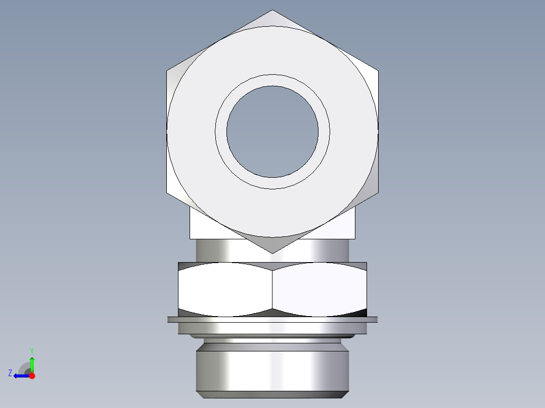 卡套式工业通用硬管接头EO_Adjustable_locknut_branch_tee_TEE25SRCF右视图