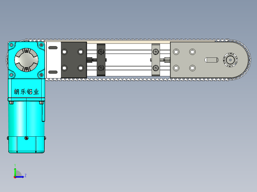 LE-XC4080-带工装左直连驱动输送线左视图