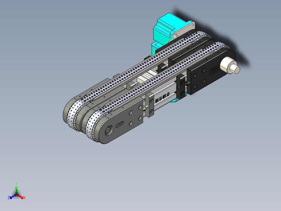 LE-XC4080-带工装左直连驱动输送线正等轴测图