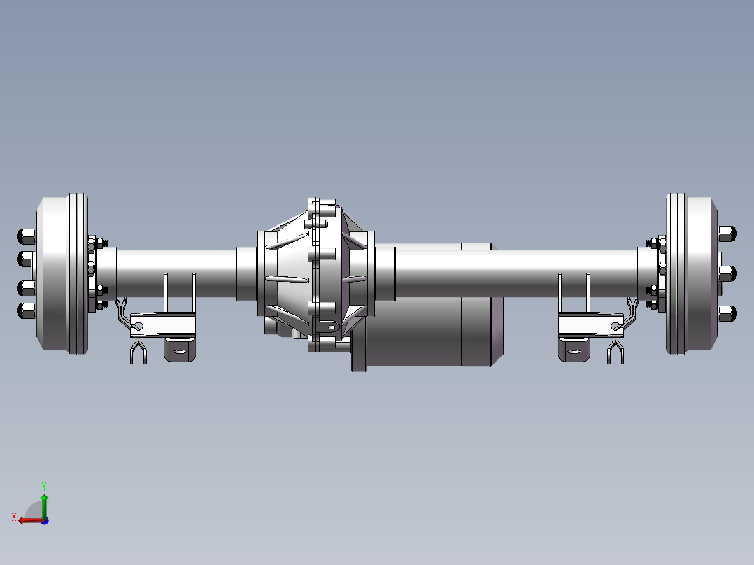 电动三轮车后桥后视图