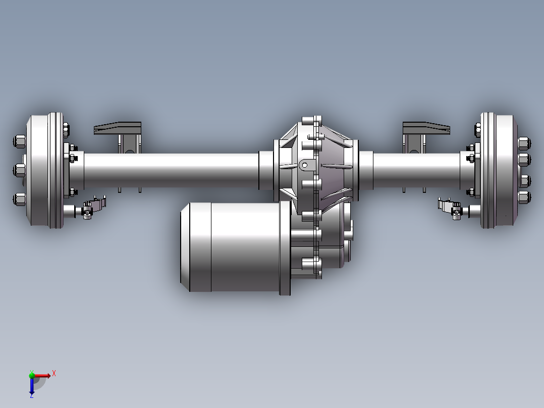 电动三轮车后桥俯视图