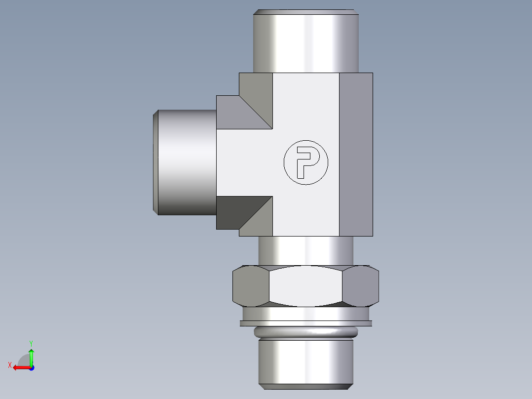 卡套式工业通用硬管接头EO_Adjustable_locknut_run_tee_LEE12SMOROMDCF后视图