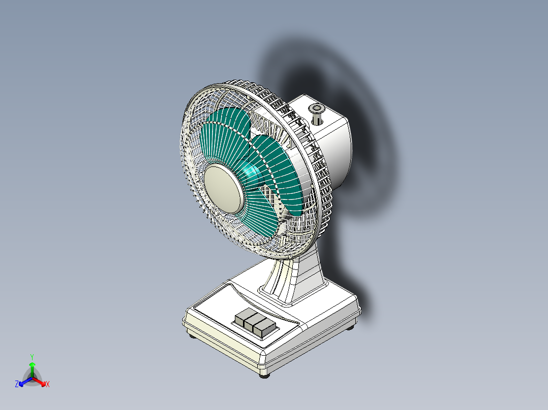 复古电风扇正等轴测图