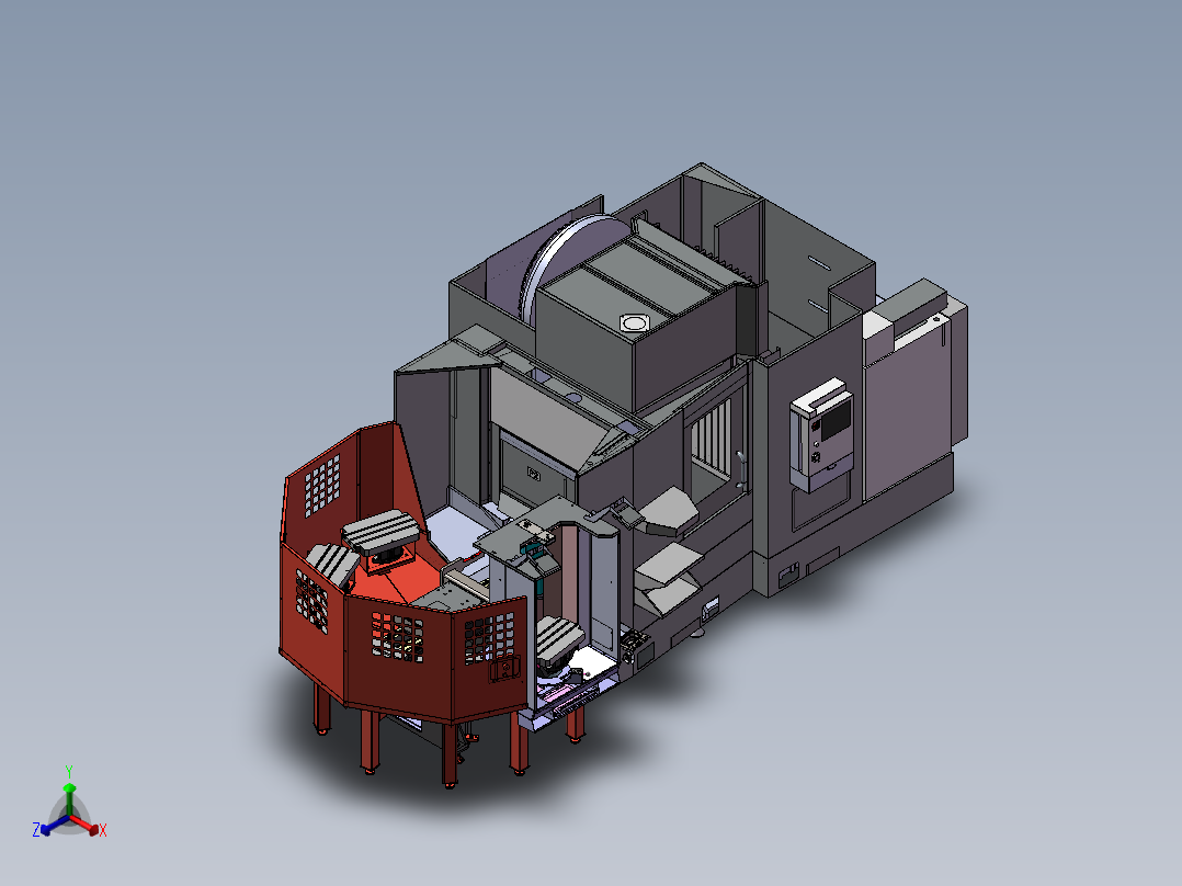4轴数控加工中心sw16正等轴测图