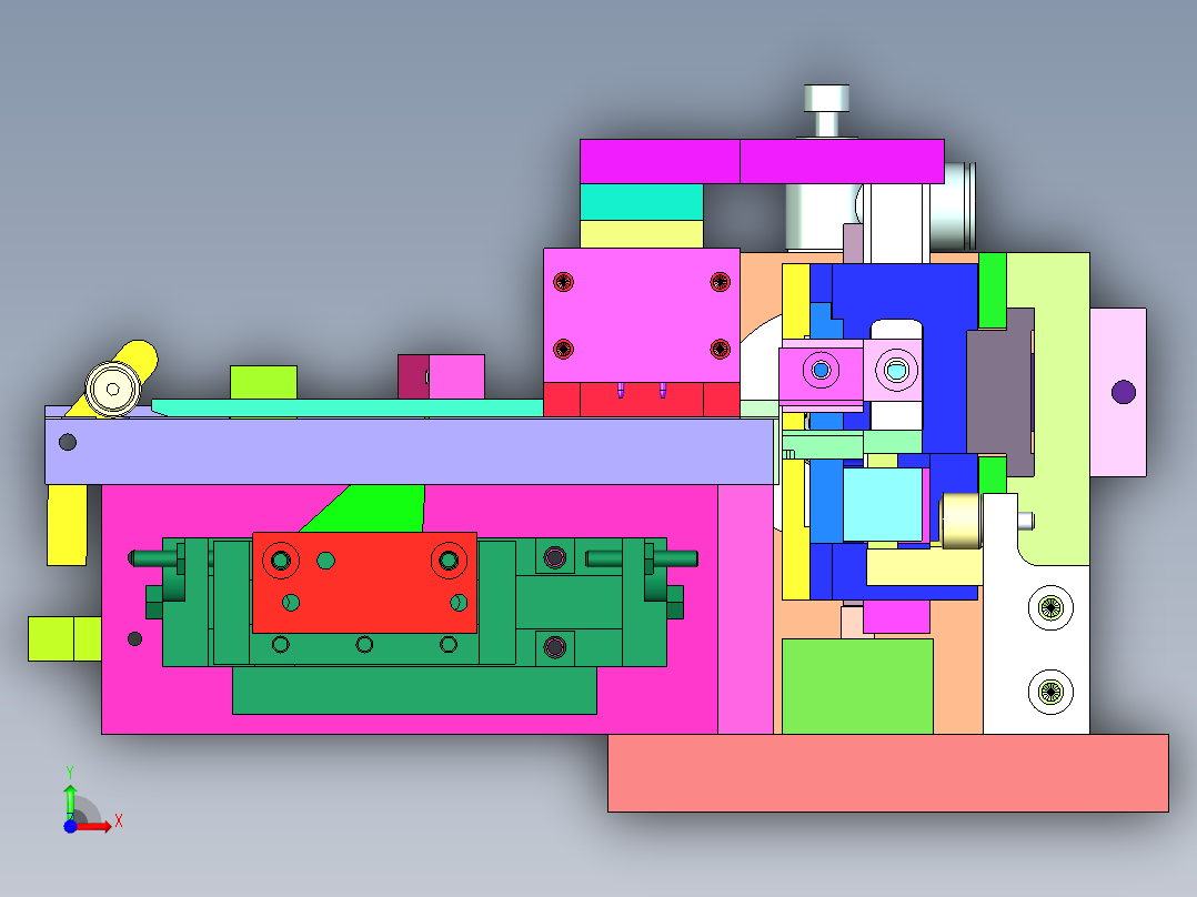 夹切插同一个气缸机构前视图