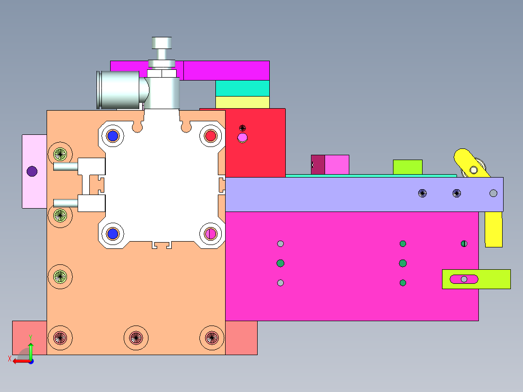 夹切插同一个气缸机构后视图