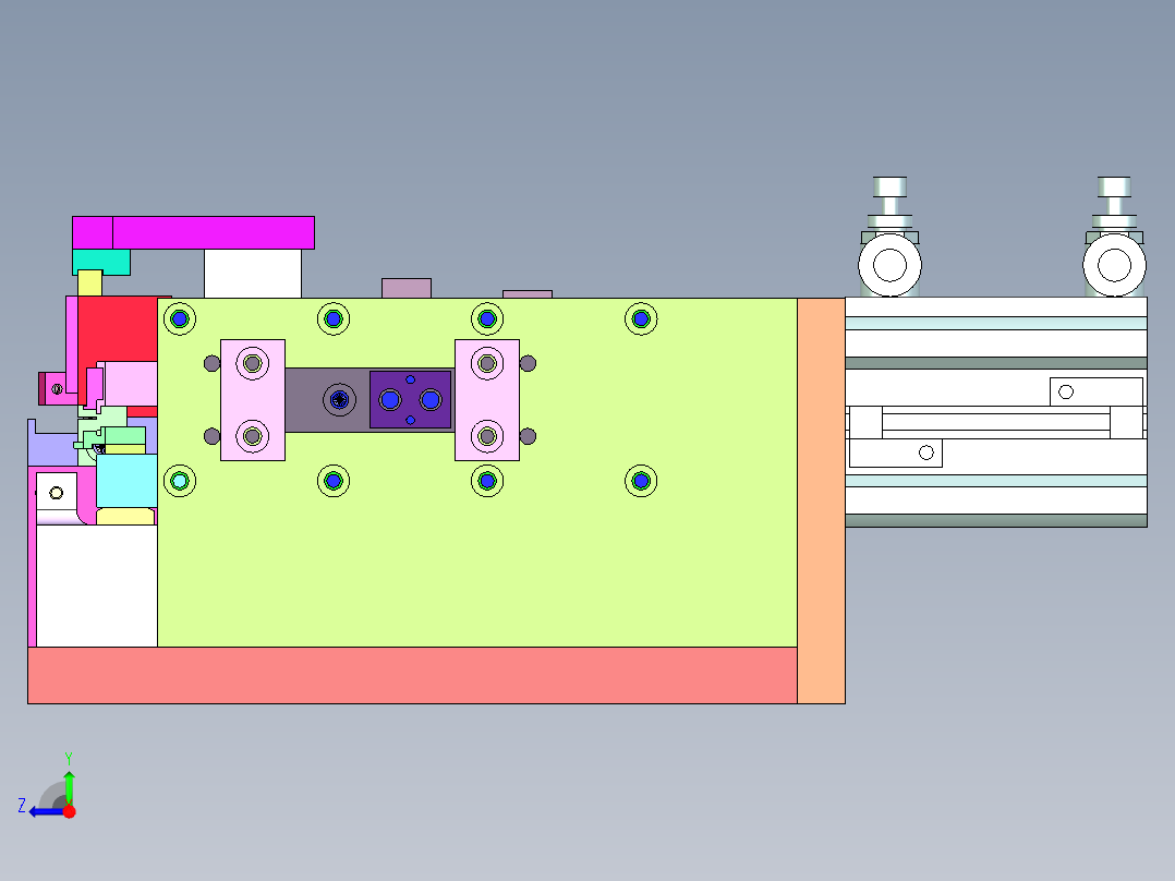 夹切插同一个气缸机构右视图