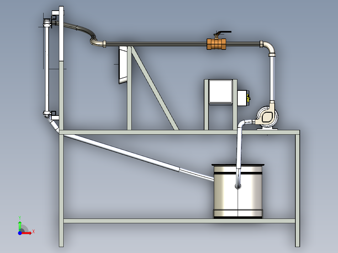 散热器试验台 3d机械模型图纸 iges前视图